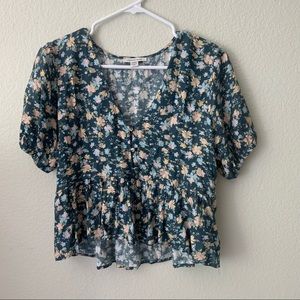 Floral Puff sleeve crop top
